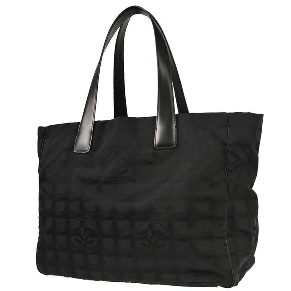 Chanel Black Jacquard Nylon Travel Line Tote Handbag 115945 - Picture 2 of 9